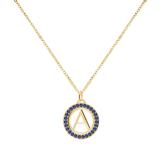 1.50TCW Round Sapphire Customized Moissanite September Birthstone Necklace