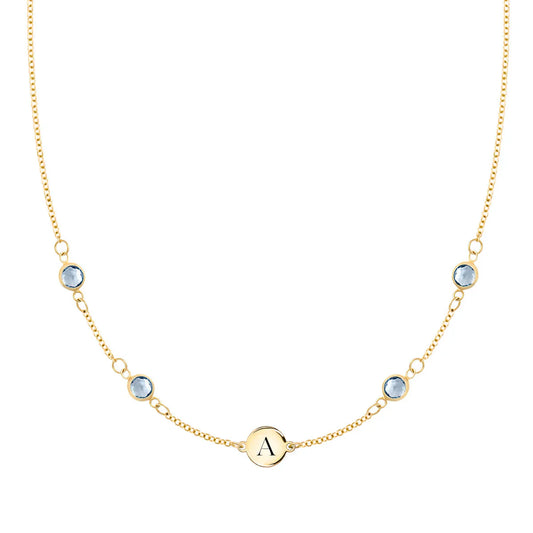 1.0TCW Round Cut Customized Moissanite March Birthstone Necklace