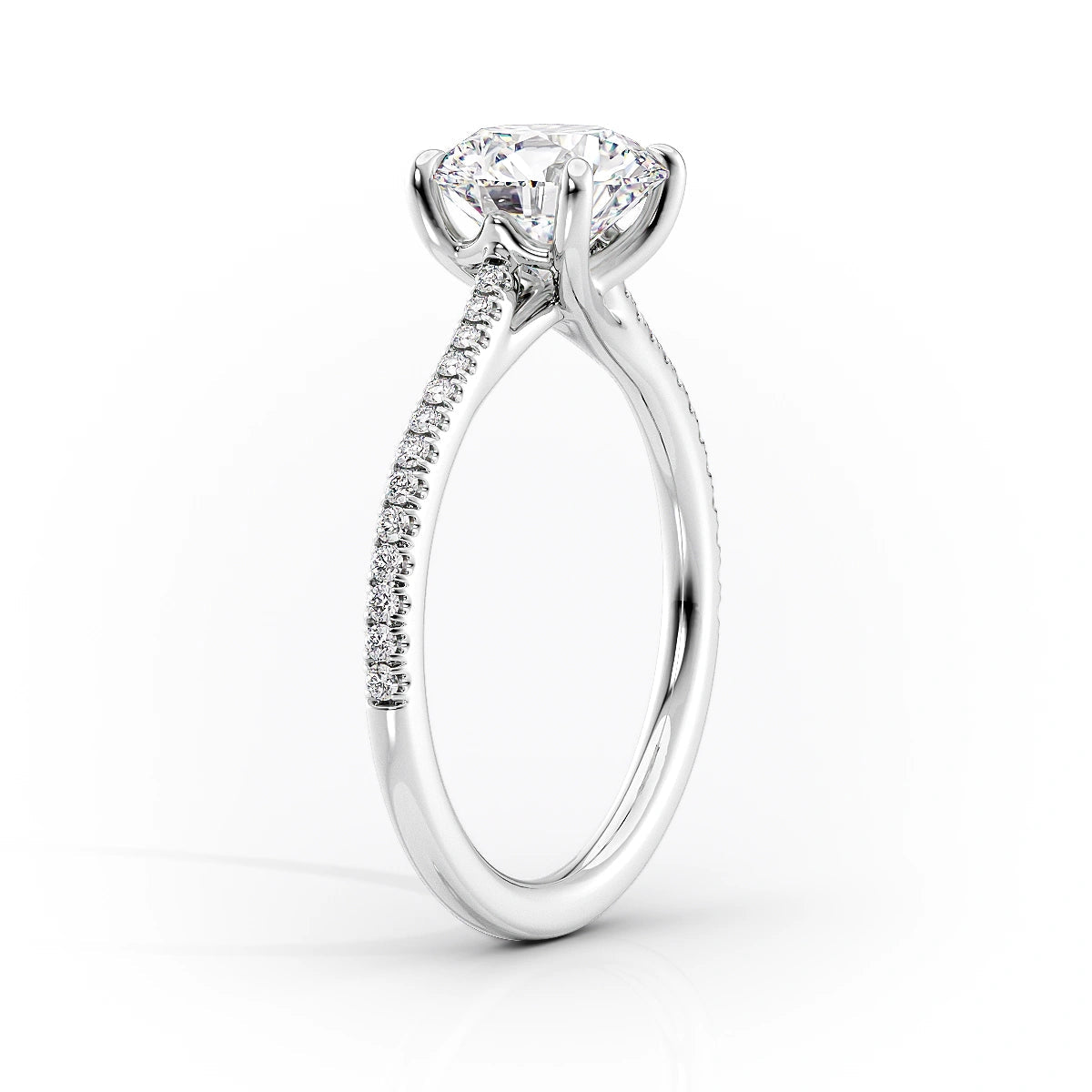 1.0 CT Radiant Moissanite Pave Setting Engagement Ring