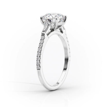 1.50 CT Oval Moissanite Three Stone Pave Setting Engagement Ring