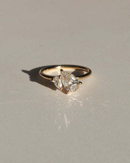 1.5 CT Pear Moissanite Two Stone Engagement Ring