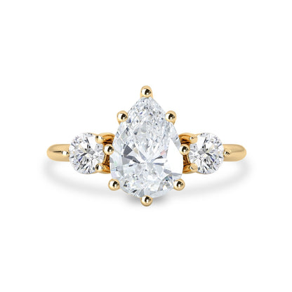 1.93 CT Pear Moissanite Three Stone Engagement Ring