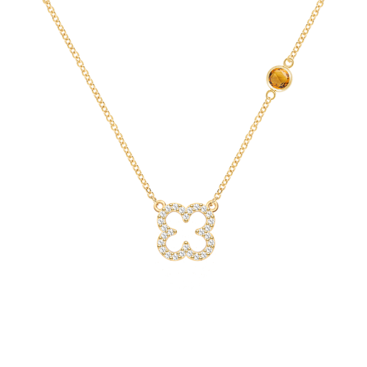1.93TCW Round Open Floral Moissanite November Birthstone Necklace
