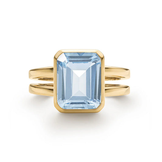 4.0CT Emerald Solitaire Aquamarine Moissanite March Birthstone Engagement Ring