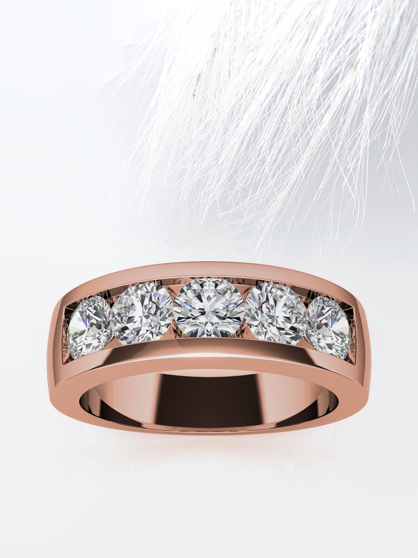 Round Cut Five Stone With Channel Row Moissanite Men's Diamond Wedding Band
