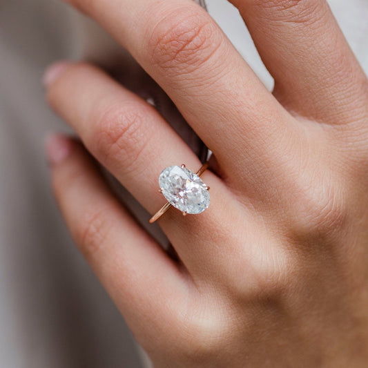 4.0 CT Elongated Oval Cut Moissanite Engagement Ring