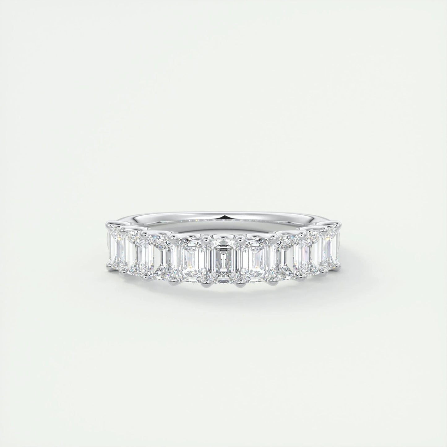 1.80 Emerald Cut Half Eternity Moissanite Bridal Wedding Band