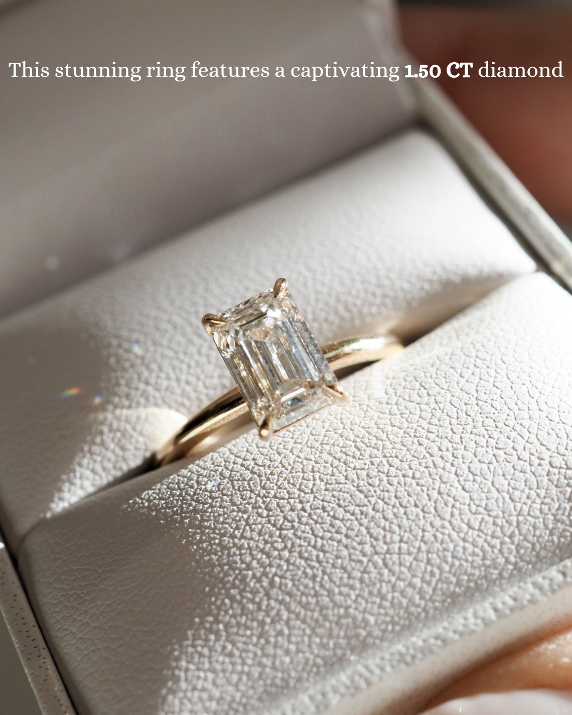1.5 CT Emerald Moissanite Solitaire Engagement Ring