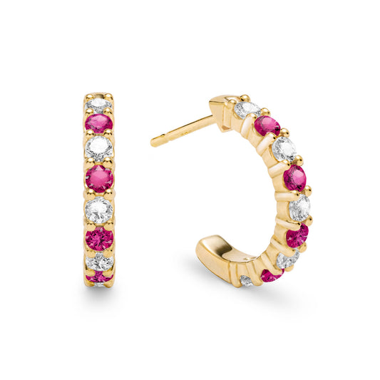 1.08TCW Round Cut Ruby Moissanite July Birthstone Hoop Earrings