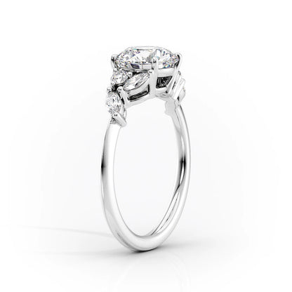 1.50 CT Pear Moissanite Cluster Engagement Ring