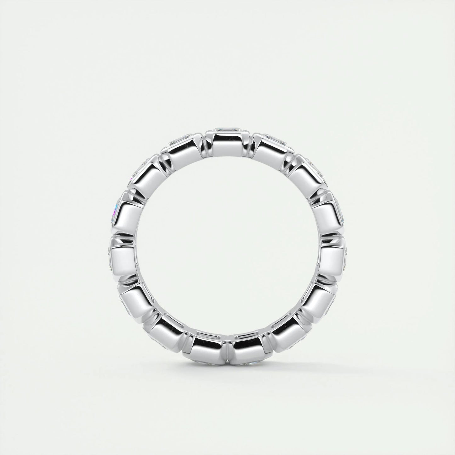 2.25 Asscher Cut Full Bezel Setting Moissanite Bridal Wedding Band