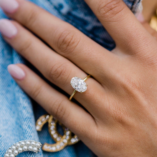 2.70CT Oval Cut Hidden Halo Moissanite Diamond Engagement Ring