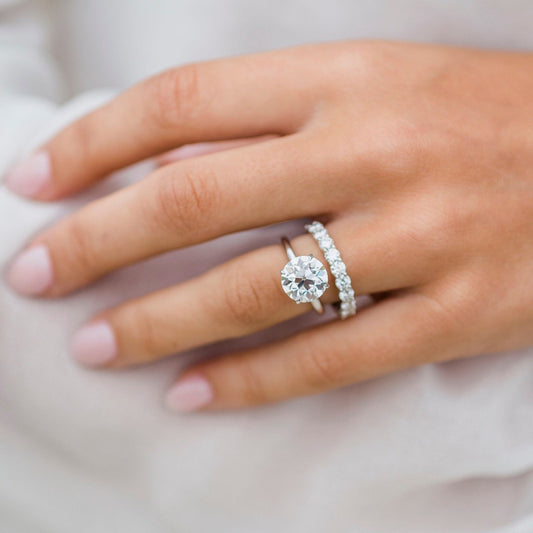 3.0CT Round Cut Moissanite Solitaire Engagement Ring in 14K White Gold