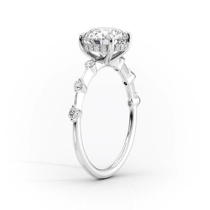 1.0 CT Pear Moissanite Hidden Halo Dainty Pave Engagement Ring