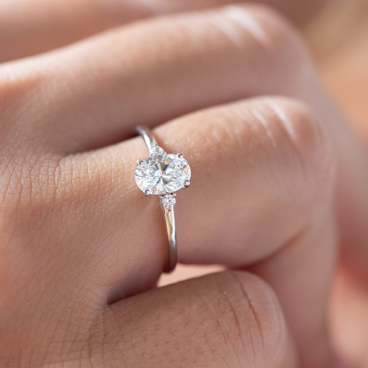 1.33 CT Oval Cut Moissanite Engagement Ring