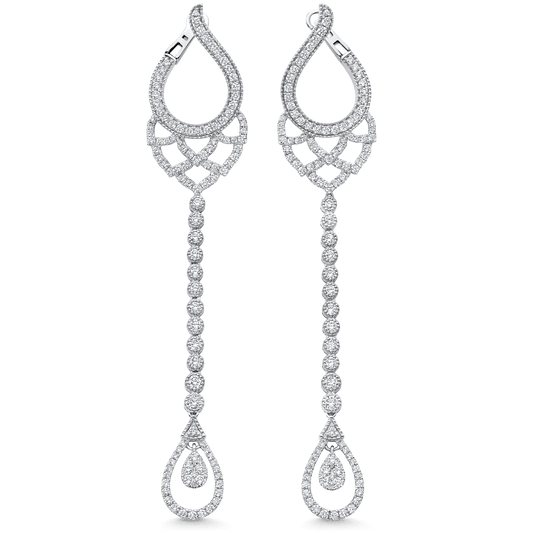 3.77 TCW Round Moissanite Diamond Chandelier Earrings