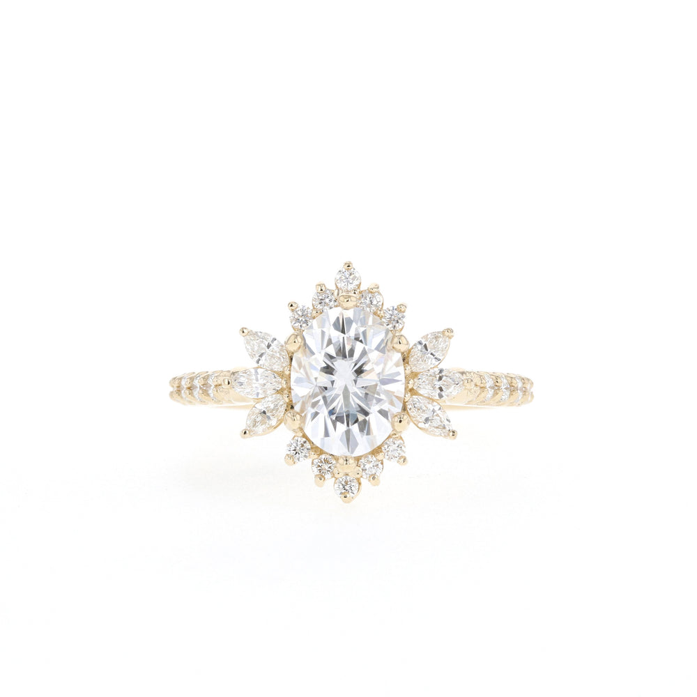 1.20CT Oval Cut Cluster Moissanite Diamond Engagement Ring