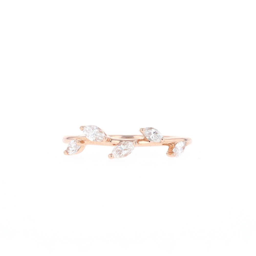 0.33ct Marquise Cut Twig Moissanite Diamond 5 Stone Wedding Band