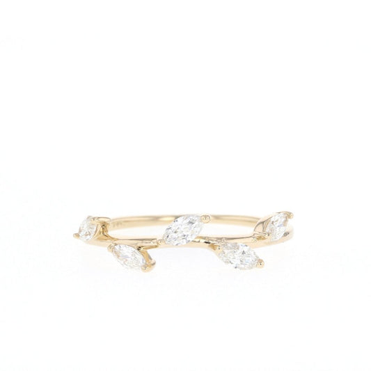 0.33ct Marquise Cut Twig Moissanite Diamond 5 Stone Wedding Band