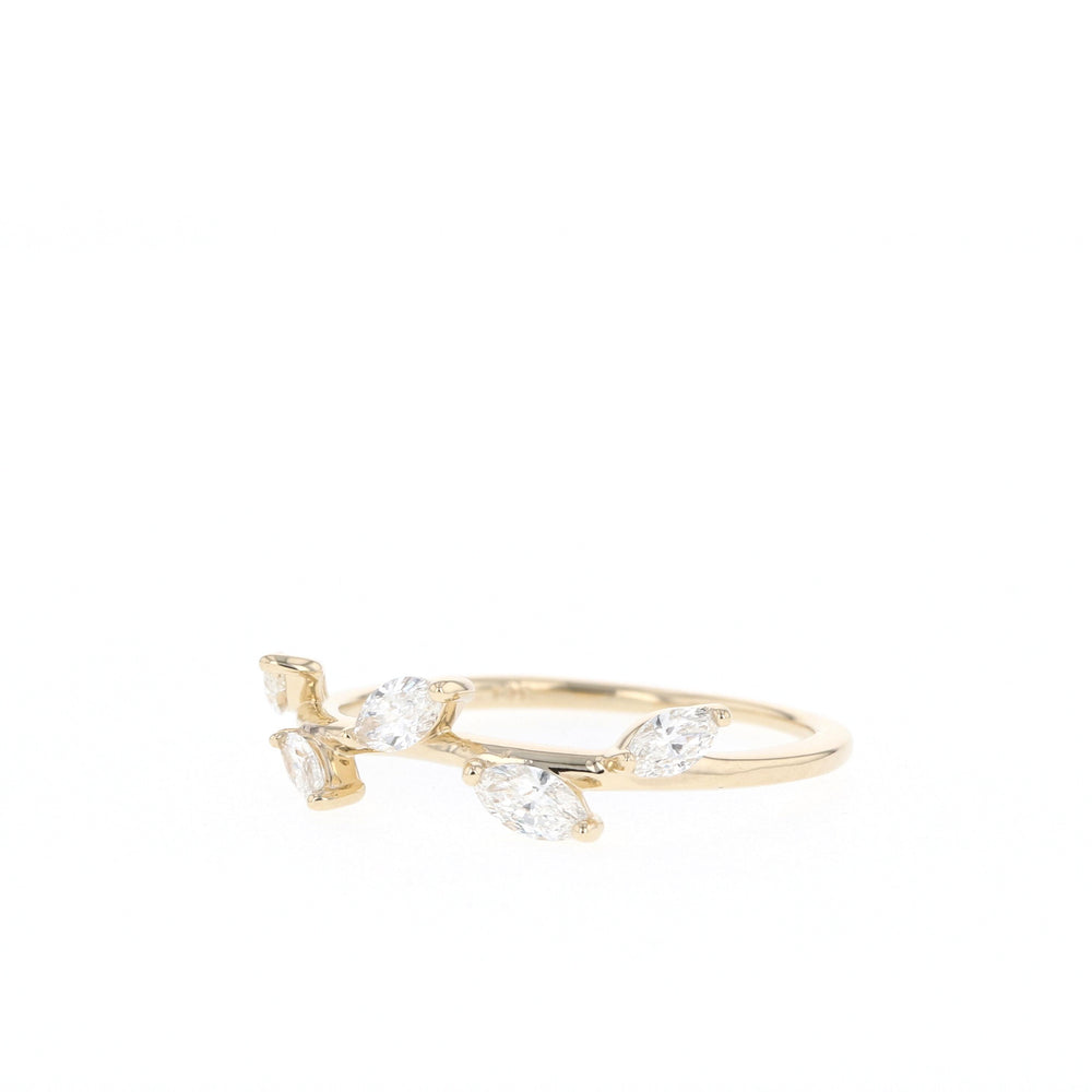 0.33ct Marquise Cut Twig Moissanite Diamond 5 Stone Wedding Band