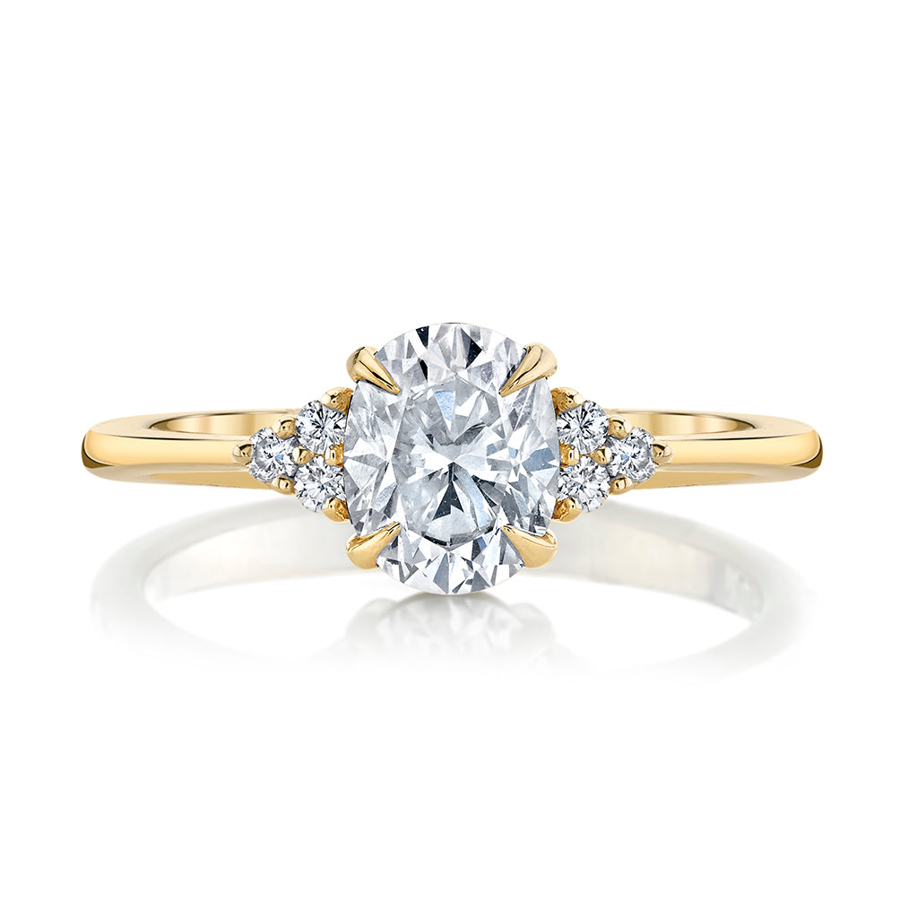 1.26CT Oval Cut Cluster Moissanite Four Prong Diamond Engagement Ring