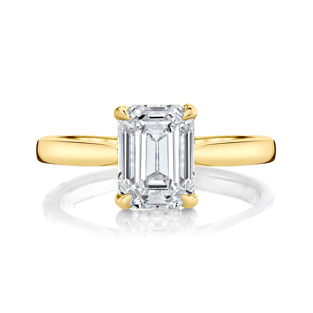 2.25ct Emerald Cut Moissanite Diamond Solitaire Engagement Ring