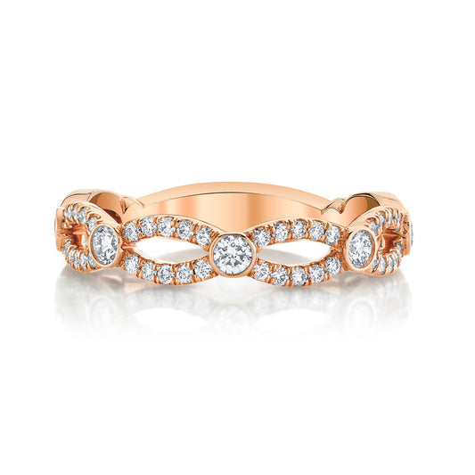 0.35ct Round Cut Petite Moissanite Diamond Criss Cross Wedding Band
