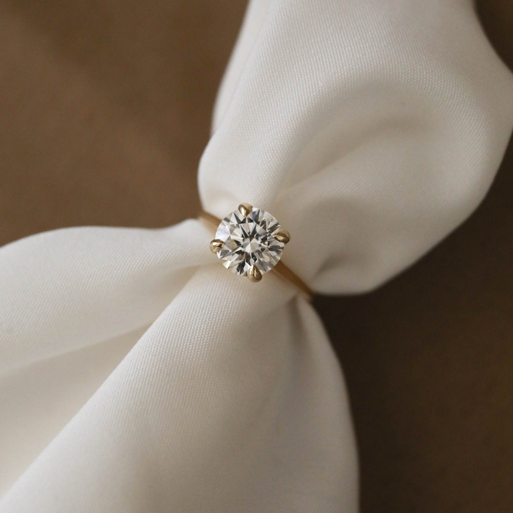 1.5ct Round Moissanite Solitaire Diamond Engagement Ring