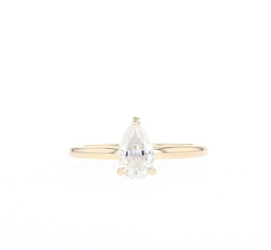0.80CT Pear Moissanite Solitaire Diamond Engagement Ring