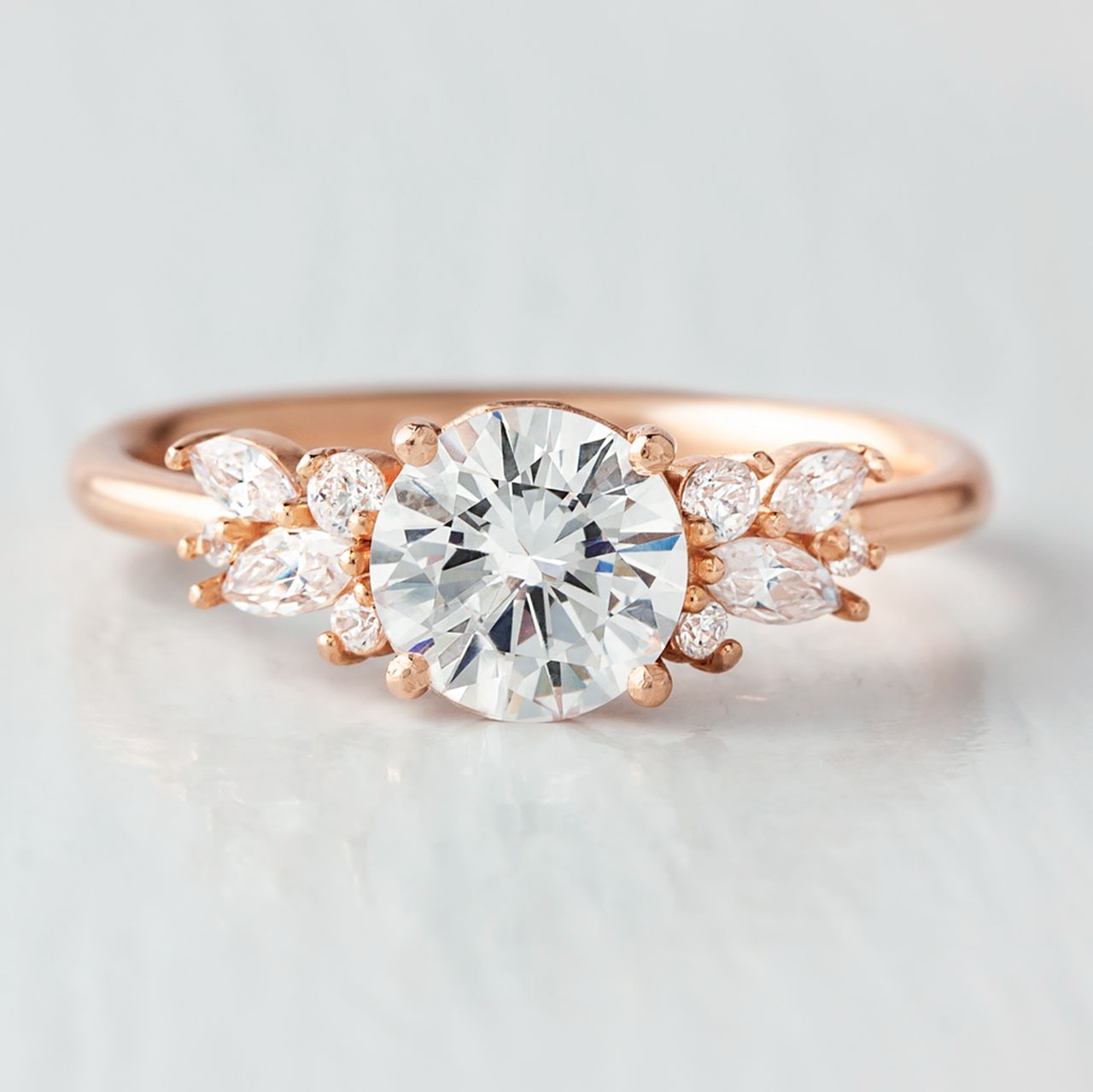 1.35 CT Round Cut Moissanite Engagement Ring