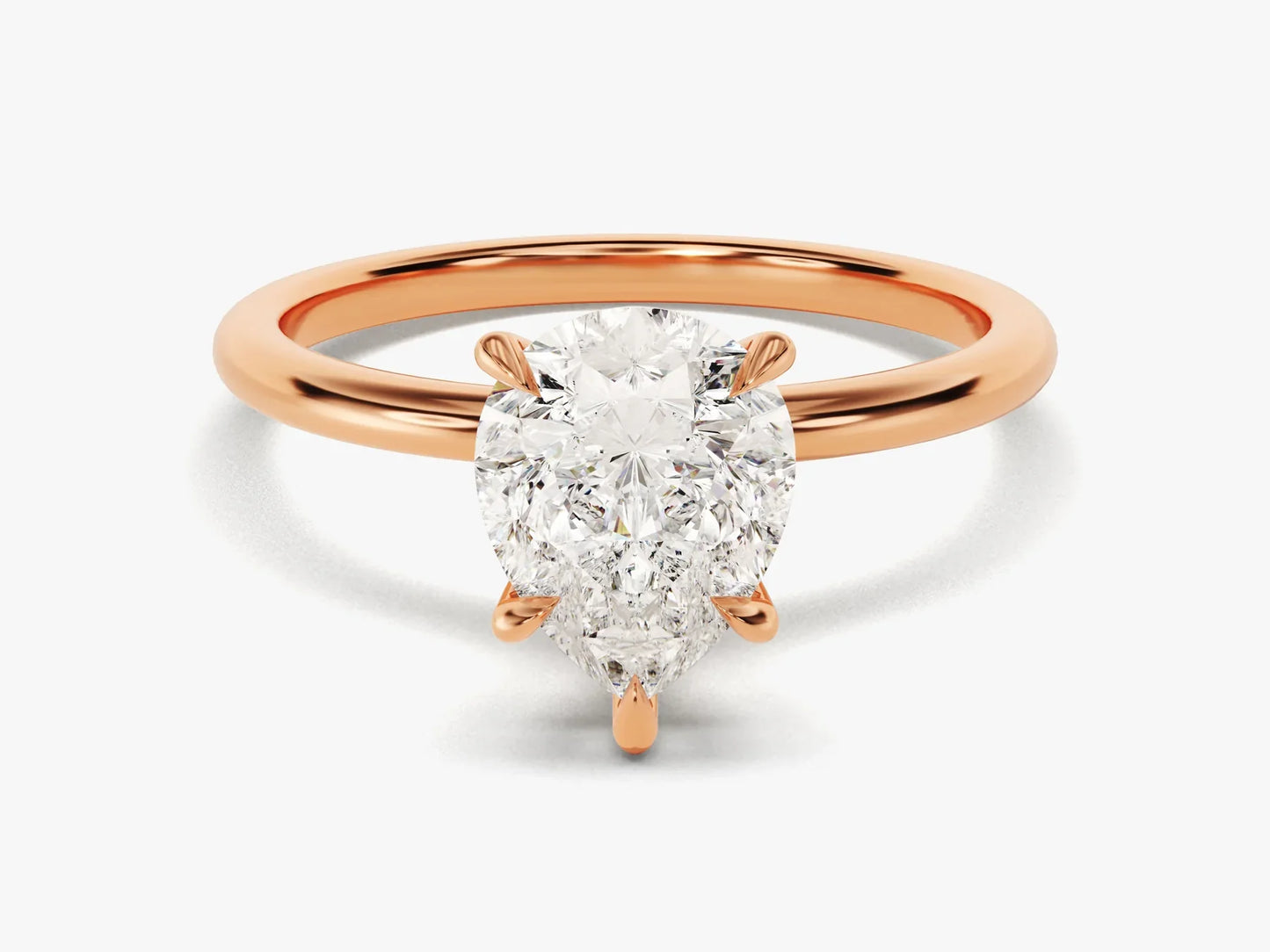 2.0CT Pear Cut Solitaire Diamond Moissanite Engagement Ring