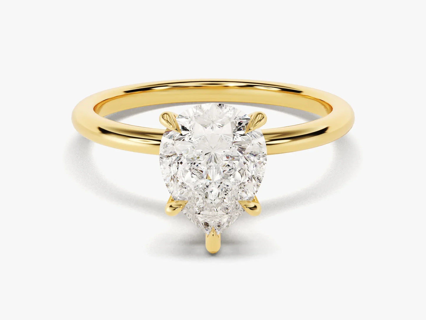 2.0CT Pear Cut Solitaire Diamond Moissanite Engagement Ring