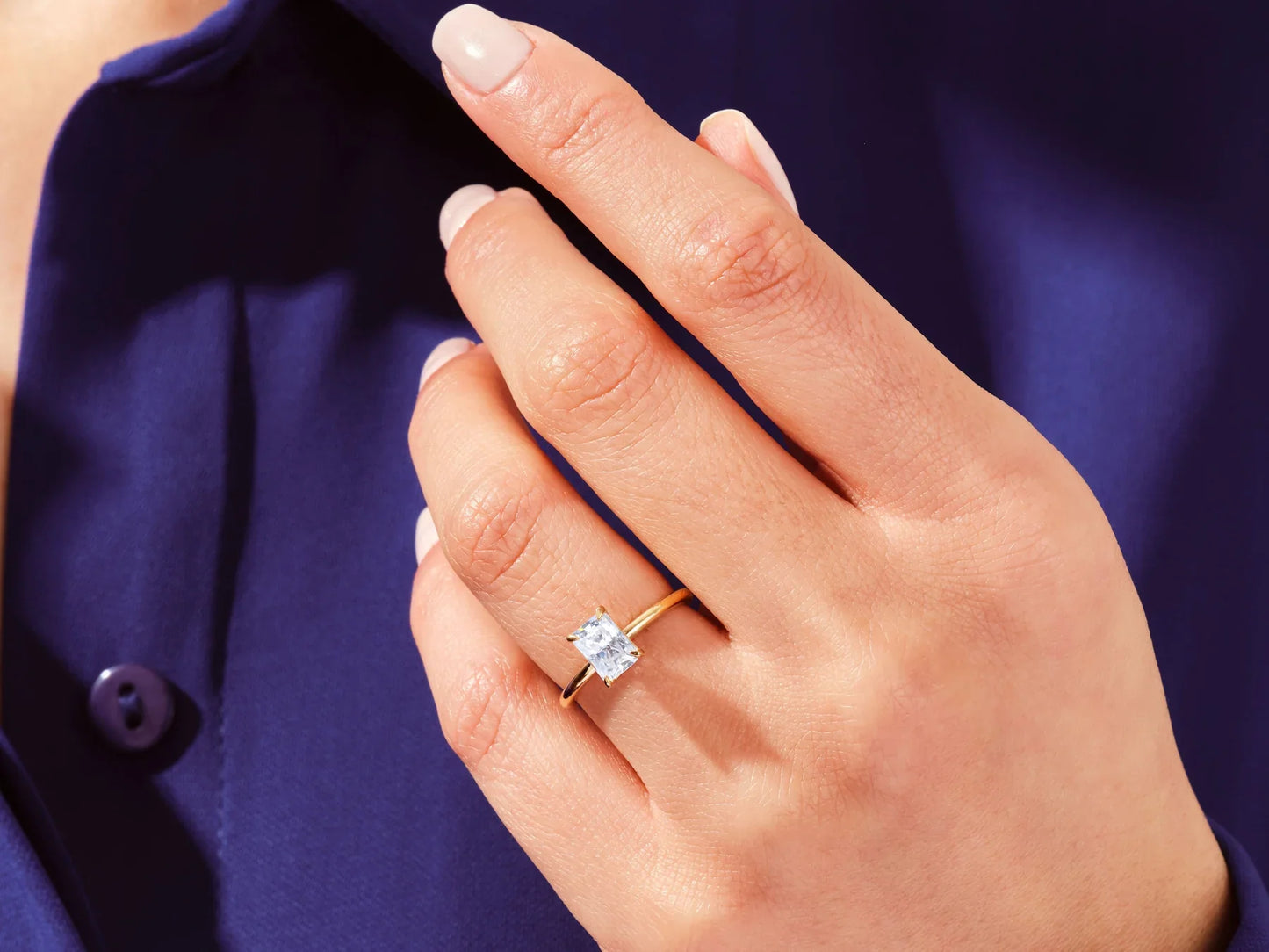 1.0CT Radiant Cut Solitaire Diamond Moissanite Engagement Ring