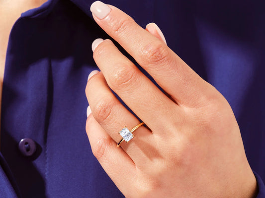 1.0CT Radiant Cut Solitaire Diamond Moissanite Engagement Ring