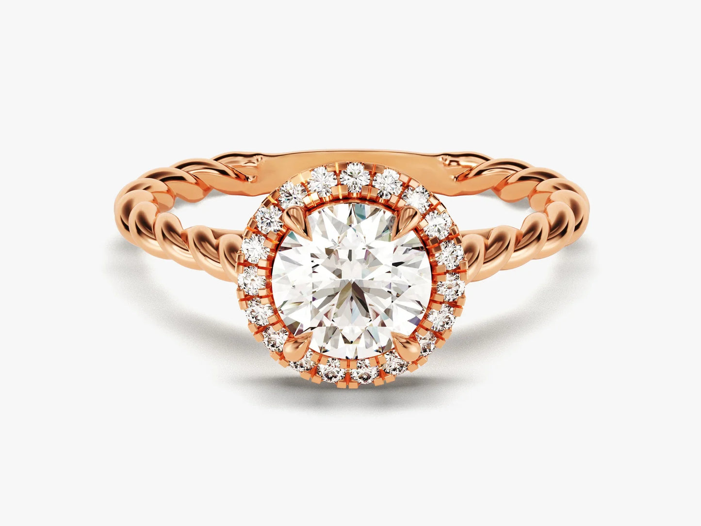 1.0CT Round Brilliant Diamond Halo Setting Moissanite Engagement Ring