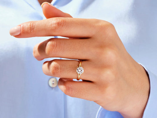 1.0CT Round Brilliant Diamond Solitaire Moissanite Engagement Ring