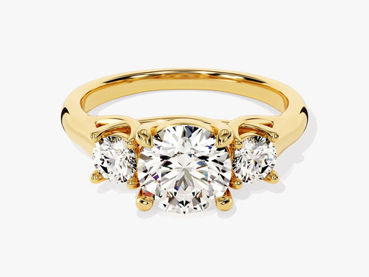 1.50CT Round Cut Diamond Three Stone Setting Moissanite Engagement Ring