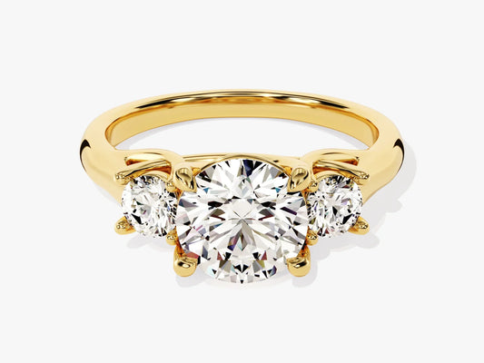 2.0CT Round Cut Diamond Three Stone Setting Moissanite Engagement Ring