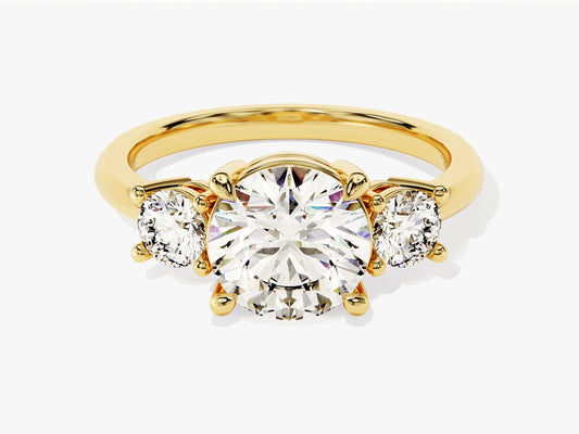 1.0CT Round Cut Diamond Three Stone Setting Moissanite Engagement Ring