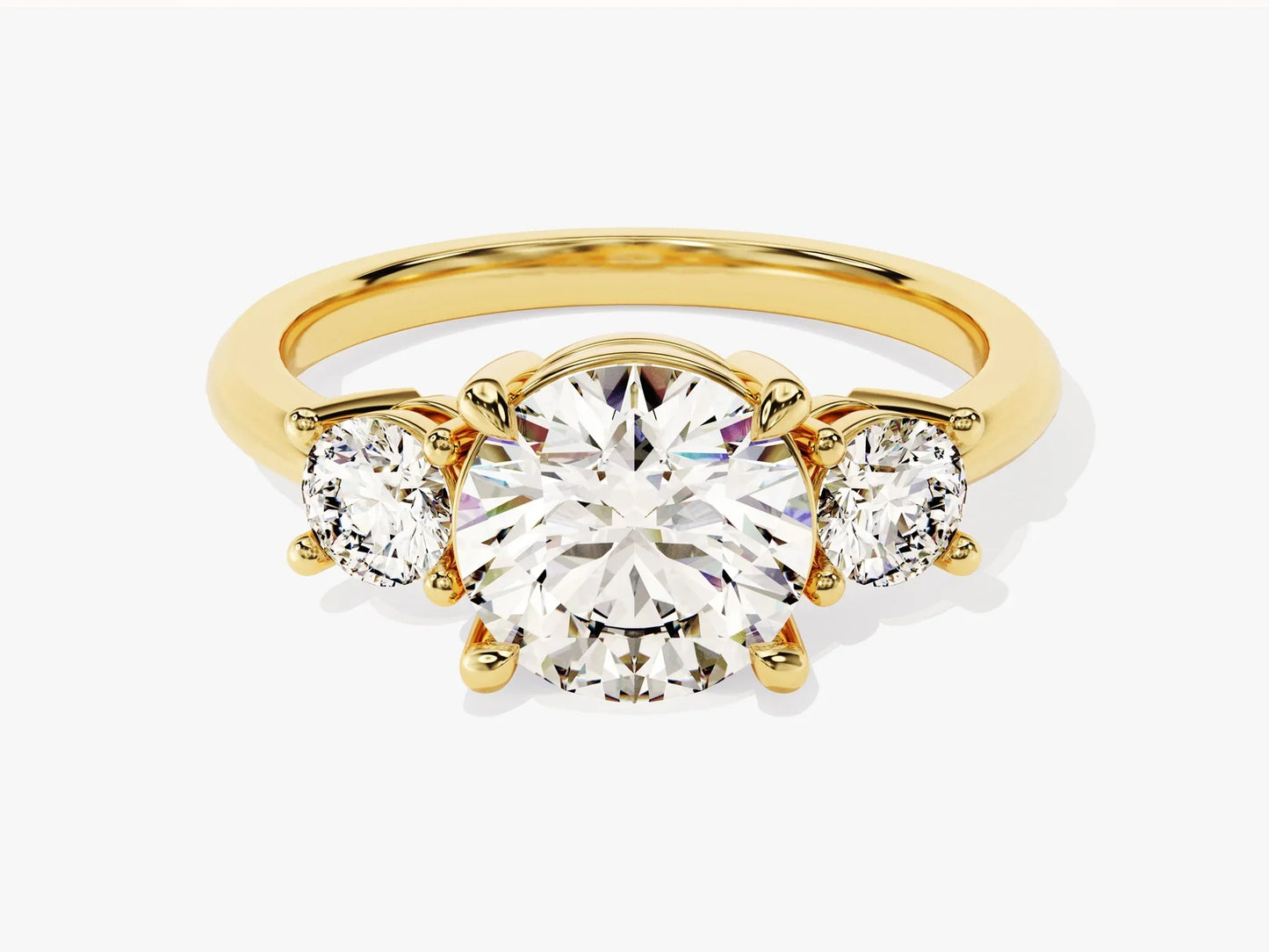 2.0CT Round Cut Diamond Three Stone Setting Moissanite Engagement Ring