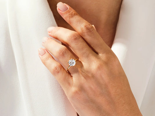 2.0CT Round Diamond Hidden Halo Moissanite Engagement Ring
