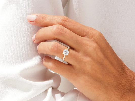 1.50CT Cushion Diamond Pave Setting Moissanite Engagement Ring