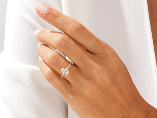 1.50CT Pear Diamond Pave Setting Moissanite Engagement Ring