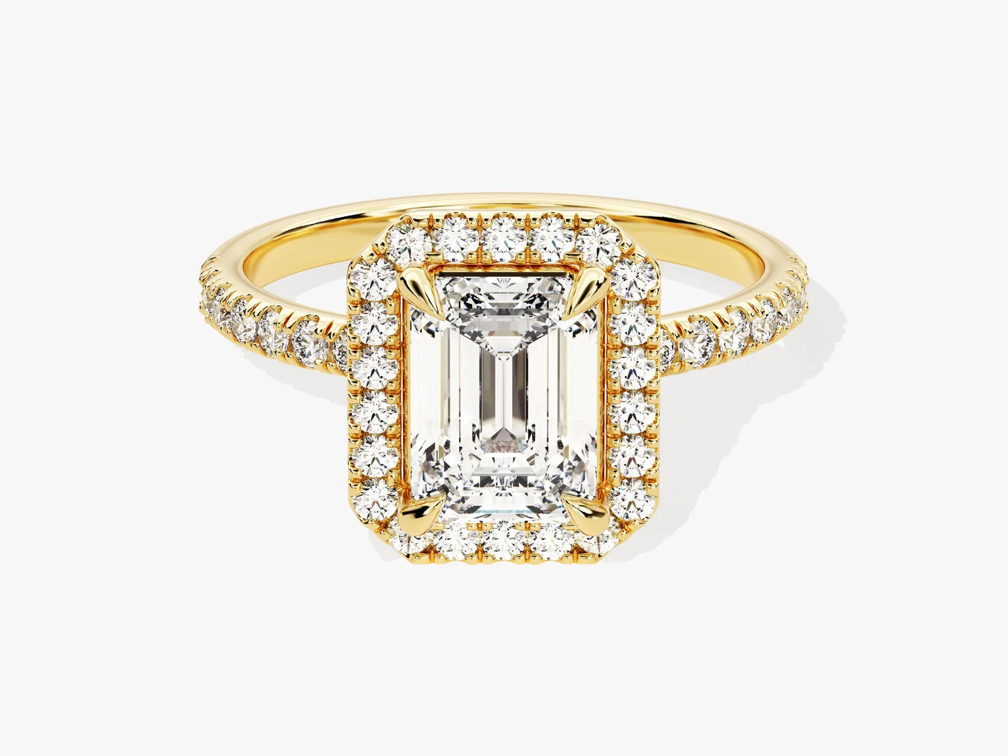 1.50CT Emerald Diamond Halo Pave Setting Moissanite Engagement Ring