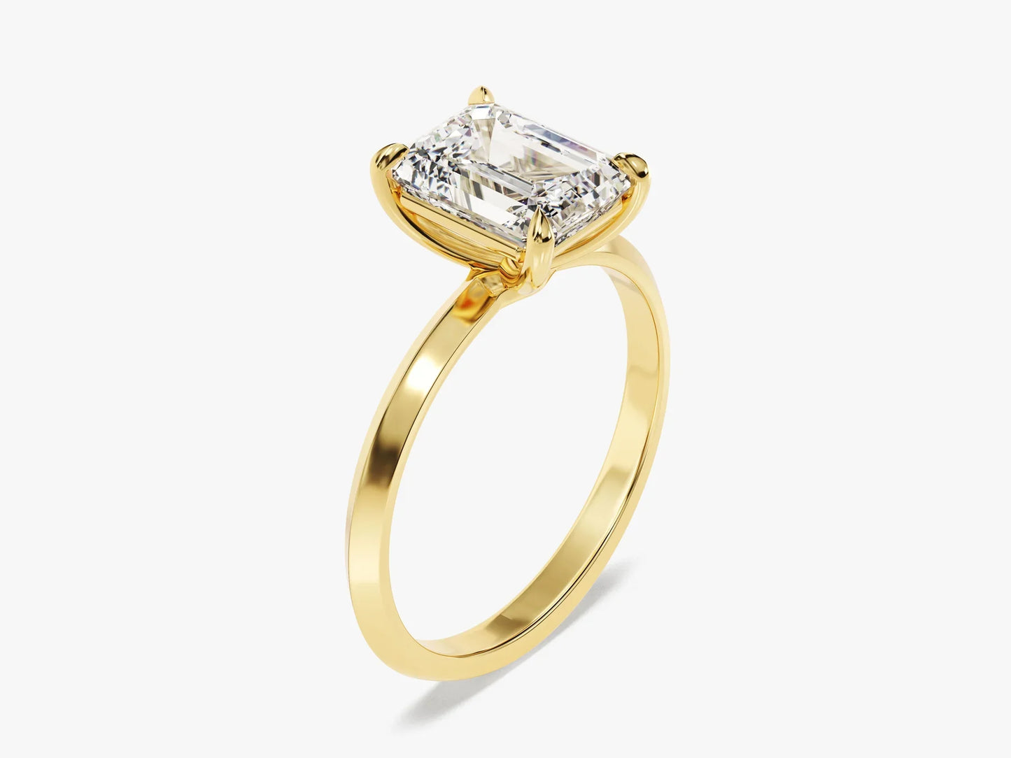 2.0CT Emerald Diamond Kinfe Edge Solitaire Moissanite Engagement Ring