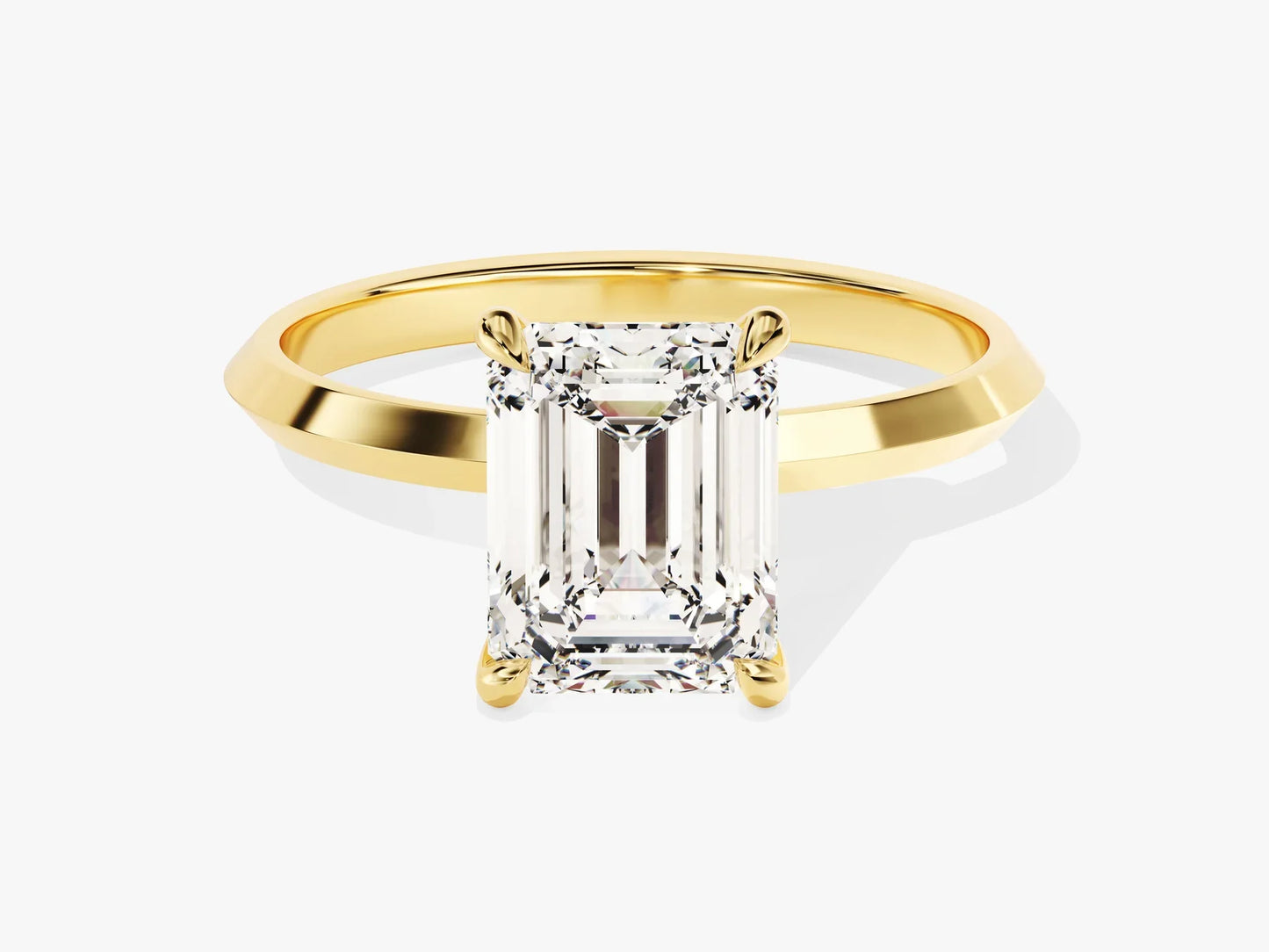 2.0CT Emerald Diamond Kinfe Edge Solitaire Moissanite Engagement Ring