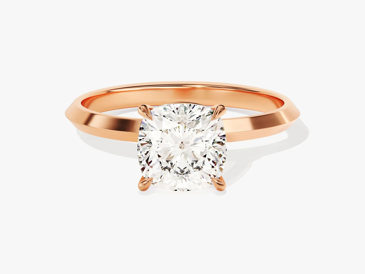 2.0CT Cushion Diamond Kinfe Edge Solitaire Moissanite Engagement Ring
