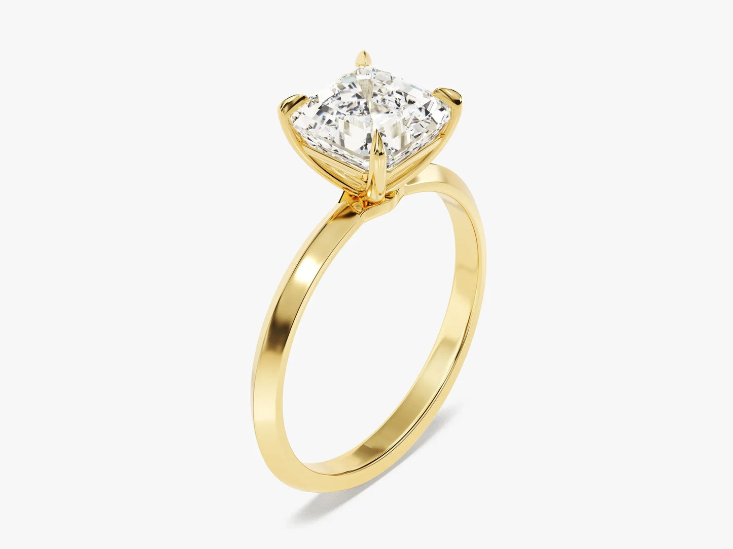 2.0CT Asscher Diamond Kinfe Edge Solitaire Moissanite Engagement Ring