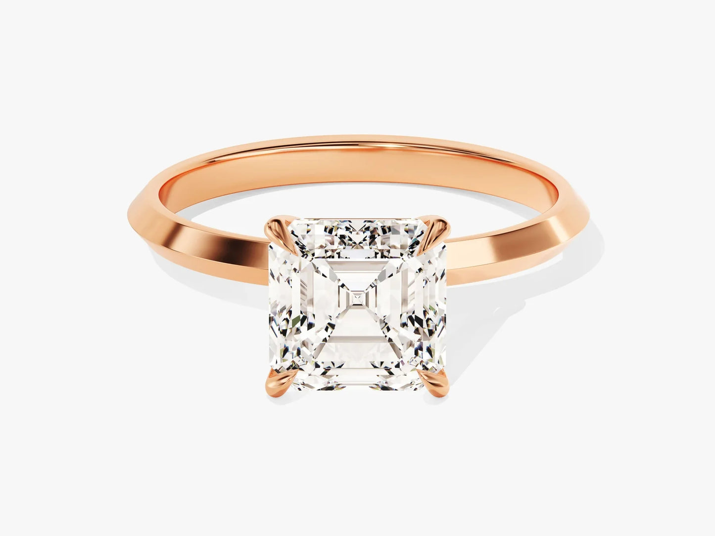 2.0CT Asscher Diamond Kinfe Edge Solitaire Moissanite Engagement Ring