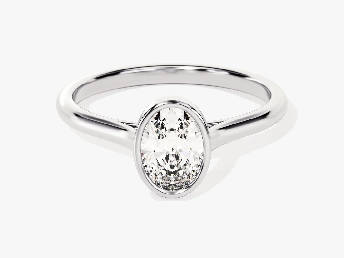 1.0CT Oval  Diamond Bezel Setting Solitaire Moissanite Engagement Ring